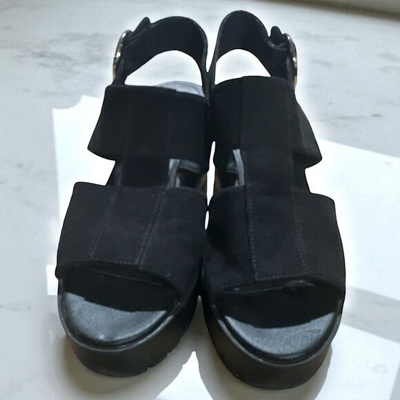 H&M Divided Sandals Size 41 US 10 Black Suede Chunky Platform Y2K - Picture 5 of 7